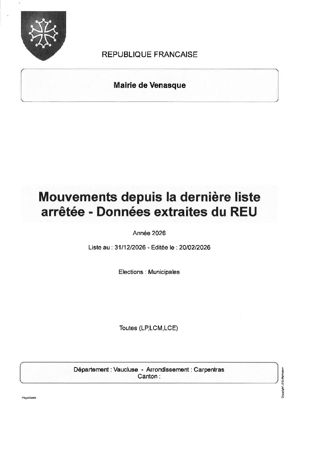 Mouvements depuis la dernière liste arrêtée – J-20 avant élections municipales 2026