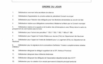 Avis de réunion du Conseil vendredi 06 juin 2026
