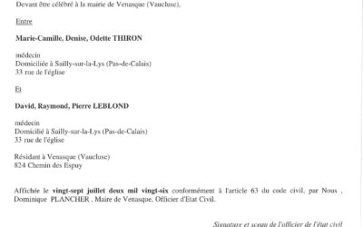 Publication de Mariage THIRON/LEBLOND